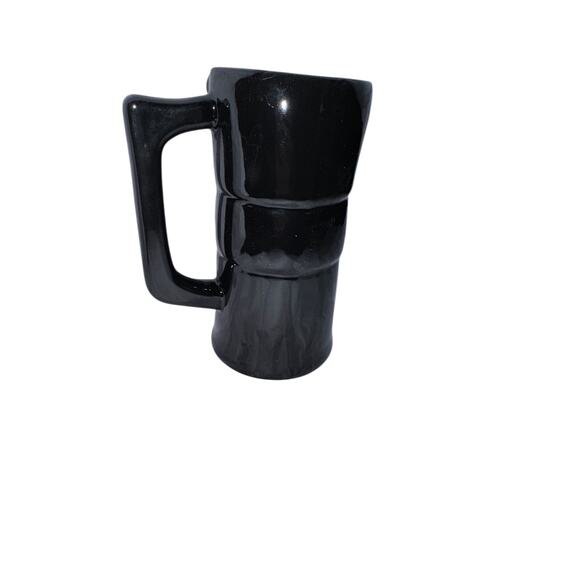 Black Ceramic Tiki Mug Polynesian Barware Retro Cocktail Drink Cup Gloss Finish - Picture 2 of 7